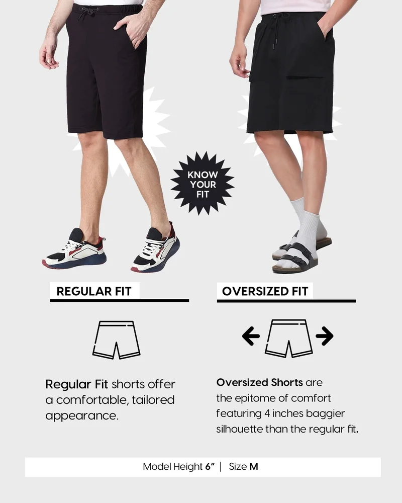 bewakoof  Men's Grey Oversized Shorts  | Best Price UAE